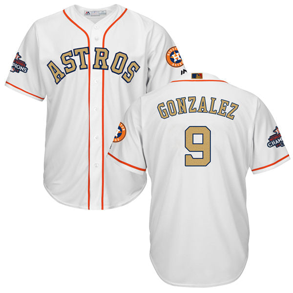 Mens Houston Astros 9 Marwin Gonzalez White 2018 Gold Program Cool Base Stitched Mlb Jersey