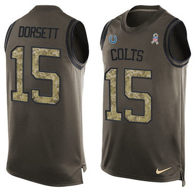 Mens Indianapolis Colts 15 Phillip Dorsett Green Salute To Service Hot Pressing Player Name Number Nike Nfl Tank Top Jersey
