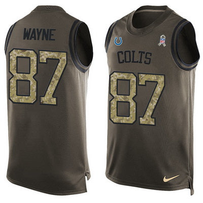 Mens Indianapolis Colts 87 Reggie Wayne Green Salute To Service Hot Pressing Player Name Number Nike Nfl Tank Top Jersey