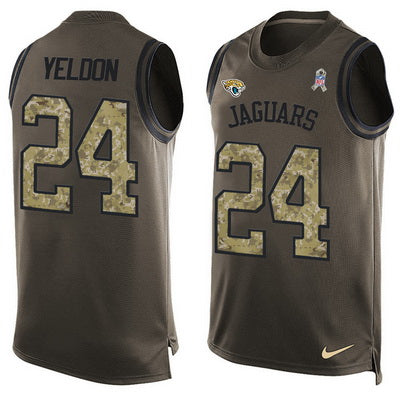 Mens Jacksonville Jaguars 24 Tjyeldon Green Salute To Service Hot Pressing Player Name Number Nike Nfl Tank Top Jersey