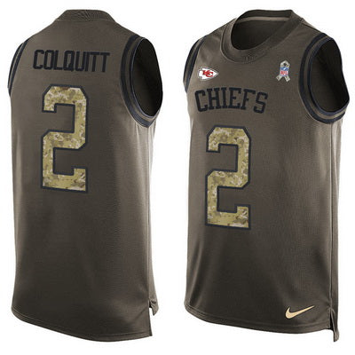 Mens Kansas City Chiefs 2 Dustin Colquitt Green Salute To Service Hot Pressing Player Name Number Nike Nfl Tank Top Jersey
