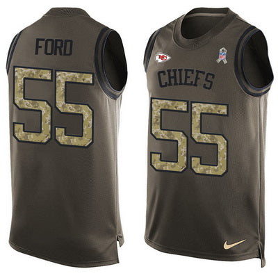 Mens Kansas City Chiefs 55 Dee Ford Green Salute To Service Hot Pressing Player Name Number Nike Nfl Tank Top Jersey