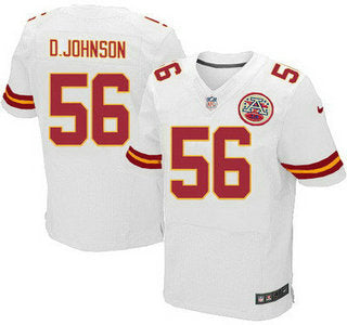 Mens Kansas City Chiefs 56 Derrick Johnson White Road Nfl Nike Elite Jersey