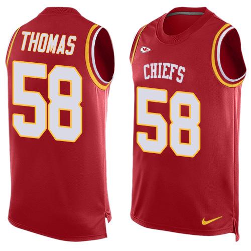 Mens Kansas City Chiefs 58 Derrick Thomas Red Hot Pressing Player Name Number Nike Nfl Tank Top Jersey