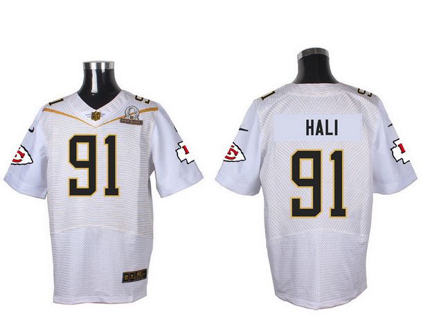 Mens Kansas City Chiefs 91 Tamba Hali White 2016 Pro Bowl Nike Elite Jersey