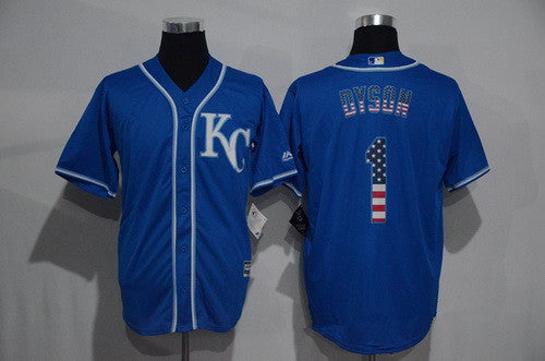 Mens Kansas City Royals 1 Jarrod Dyson Kc Navy Blue Usa Flag Fashion Stitched Mlb Jersey