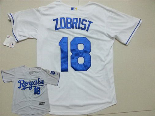 Mens Kansas City Royals 18 Ben Zobrist Home White 2015 Mlb Cool Base Jersey