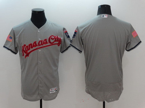 Mens Kansas City Royals Blank Gray Fashion Stars Stripes 2016 Flexbase Mlb Independence Day Jersey