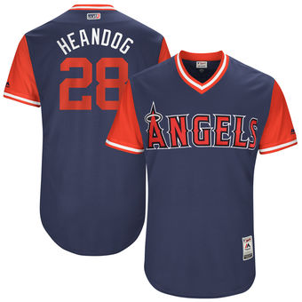Mens Los Angeles Angels Andrew Heaney Heandog Majestic Navy 2017 Players Weekend Authentic Jersey