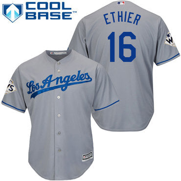 Mens Los Angeles Dodgers 16 Andre Ethier Grey New Cool Base 2017 World Series Bound Stitched Mlb Jersey