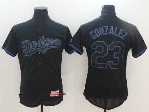 Mens Los Angeles Dodgers 23 Adrian Gonzalez Lights Out Black Fashion Stitched Mlb Majestic Flex Base Jersey