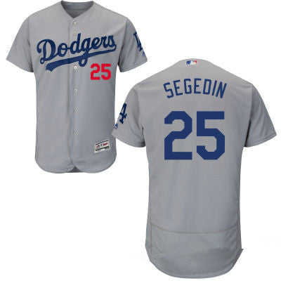 Mens Los Angeles Dodgers 25 Rob Segedin Gray Stitched Mlb 2016 Majestic Flex Base Jersey