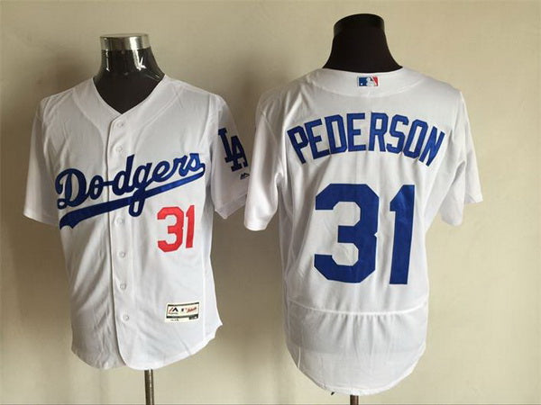 Mens Los Angeles Dodgers 31 Joc Pederson White 2016 Flexbase Majestic Baseball Jersey