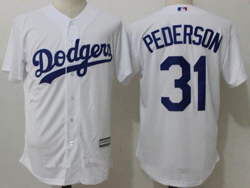 Mens Los Angeles Dodgers 31 Joc Pederson White Home Stitched Mlb Majestic Flex Base Jersey