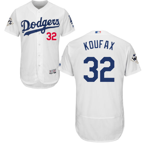 Mens Los Angeles Dodgers 32 Sandy Koufax White Flexbase Authentic Collection 2017 World Series Bound Stitched Mlb Jersey
