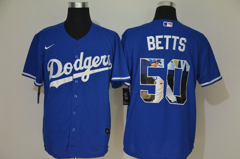 Mens Los Angeles Dodgers 50 Mookie Betts Blue Unforgettable Moment Stitched Fashion Mlb Cool Base Nike Jerseys