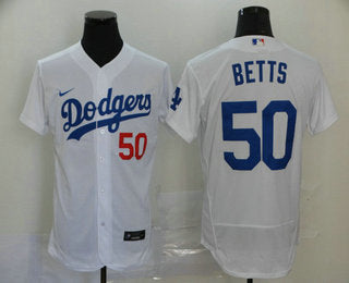 Mens Los Angeles Dodgers 50 Mookie Betts White Stitched Mlb Flex Base Nike Jersey