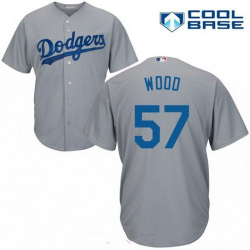 Mens Los Angeles Dodgers 57 Alex Wood Gray Alternate Stitched Mlb Majestic Cool Base Jersey