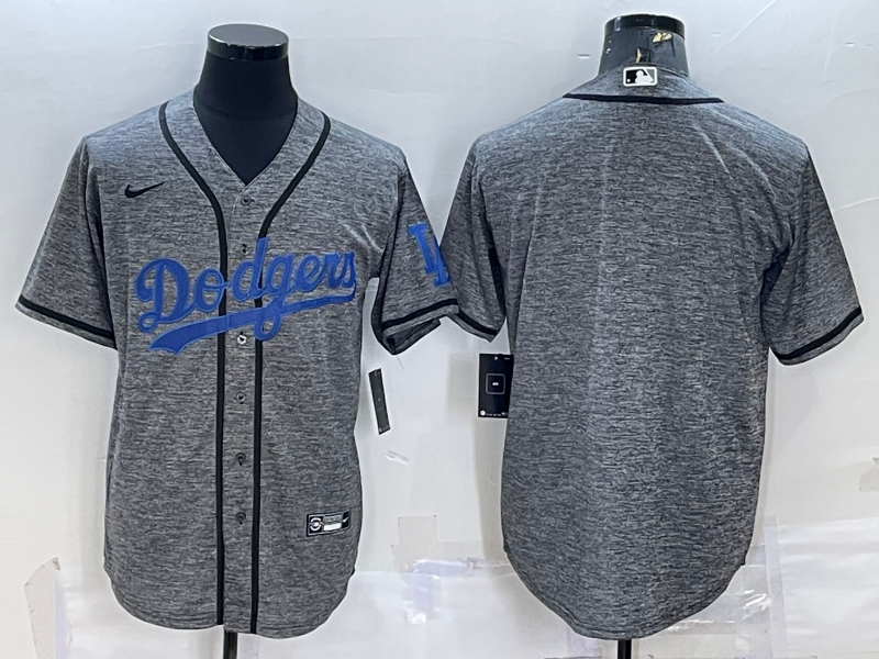 Mens Los Angeles Dodgers Blank Grey Gridiron Cool Base Stitched Baseball Jersey