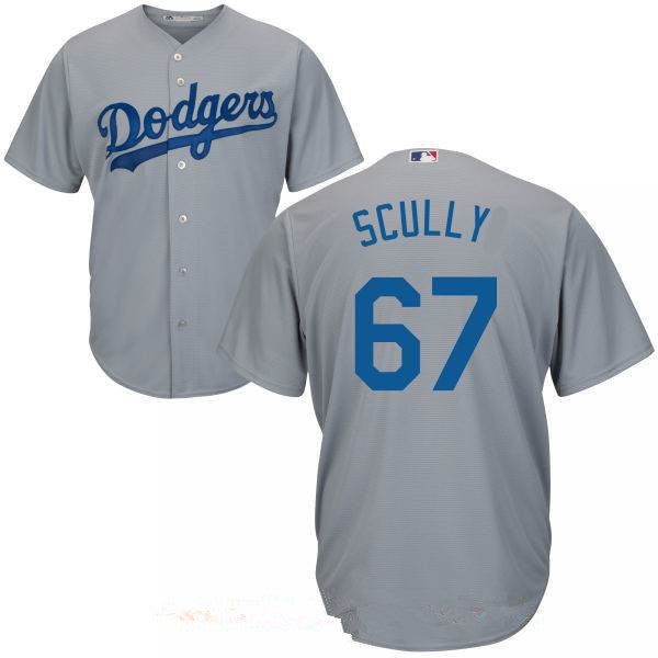 Mens Los Angeles Dodgers Sportscaster 67 Vin Scully Retired Gray Alternate Stitched Mlb Majestic Cool Base Jersey