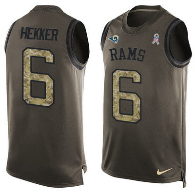 Mens Los Angeles Rams 6 Johnny Hekker Green Salute To Service Hot Pressing Player Name Number Nike Nfl Tank Top Jersey