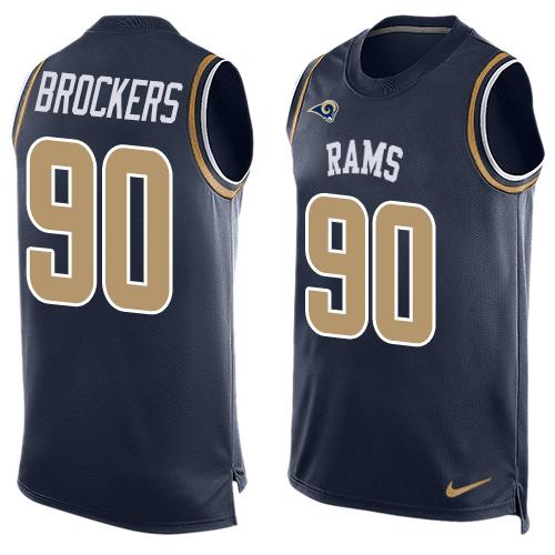 Mens Los Angeles Rams 90 Michael Brockers Navy Blue Hot Pressing Player Name Number Nike Nfl Tank Top Jersey