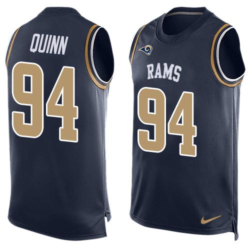Mens Los Angeles Rams 94 Robert Quinn Navy Blue Hot Pressing Player Name Number Nike Nfl Tank Top Jersey