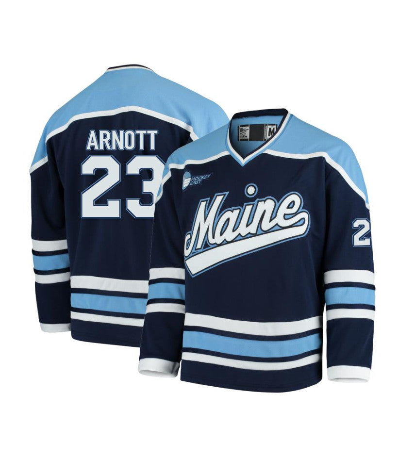 Men's Maine Black Bears #23 Grayson Arnott Navy Hockey Jersey