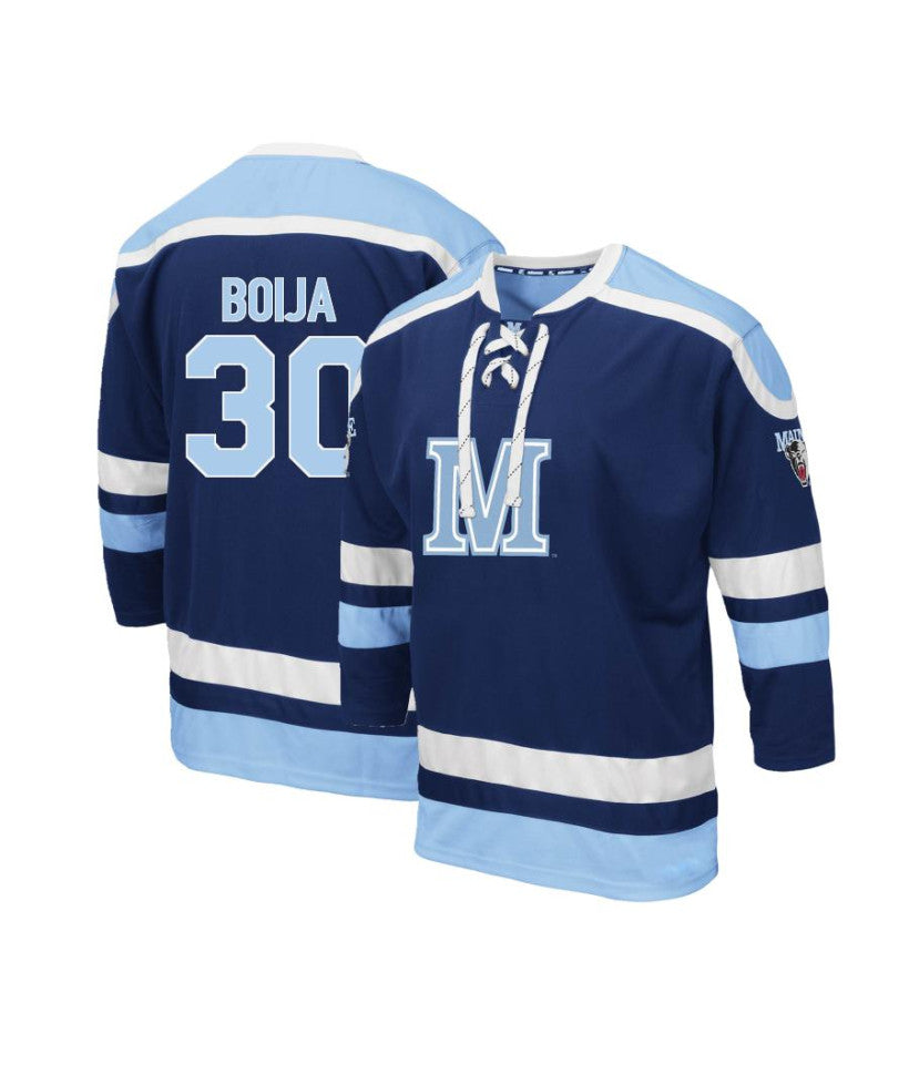 Men's Maine Black Bears #30 Albin Boija Navy Blue Hockey Jersey