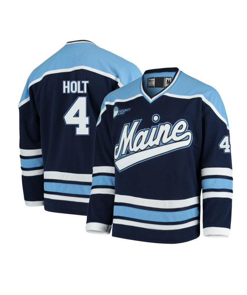 Men's Maine Black Bears #4 Brandon Holt Navy Hockey Jersey