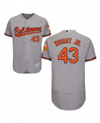 Mens Majestic Baltimore Orioles 43 Mike Wright Jr Authentic Gray Road Flex Base Jersey
