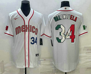 Mens Mexico Baseball 34 Fernando Valenzuela Number 2023 White World Classic Stitched Jerseyhiwbw781zf_72