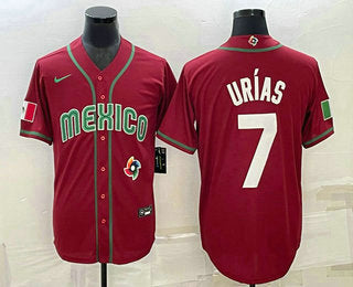Mens Mexico Baseball 7 Julio Urias 2023 Red Blue World Baseball Classic Stitched Jerseykolbgqlulf_68