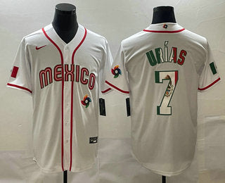 Mens Mexico Baseball 7 Julio Urias 2023 White World Baseball Classic Stitched Jerseys