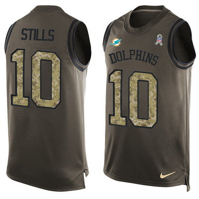 Mens Miami Dolphins 10 Kenny Stills Green Salute To Service Hot Pressing Player Name Number Nike Nfl Tank Top Jersey