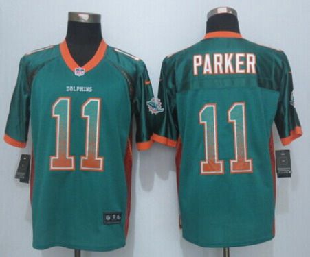 Mens Miami Dolphins 11 Devante Parker Nike Drift Fashion Green Elite Jersey