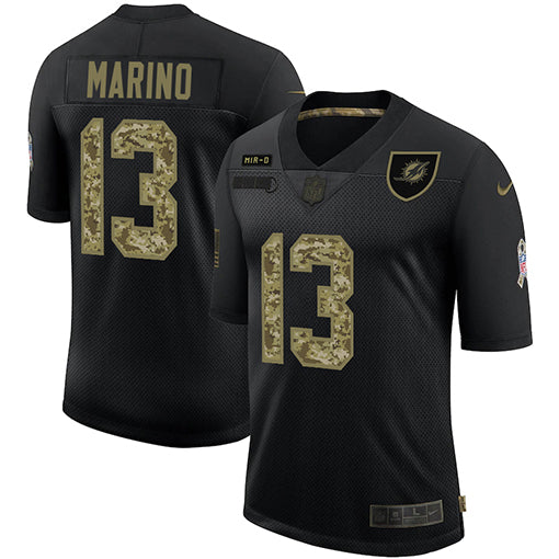Mens Miami Dolphins 13 Dan Marino 2020 Black Camo Salute To Service Limited Stitched Nfl Jersey