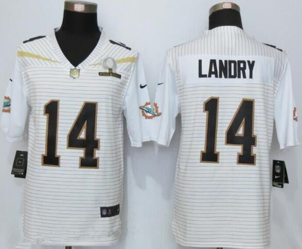 Mens Miami Dolphins 14 Jarvis Landry White 2016 Pro Bowl Stitched Nfl Nike Elite Jersey