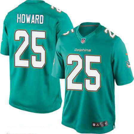 Mens Miami Dolphins 25 Xavien Howard Green Team Color Stitched Nfl Nike Game Jersey