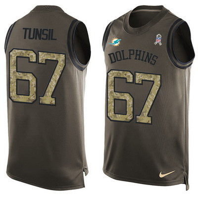 Mens Miami Dolphins 67 Laremy Tunsil Green Salute To Service Hot Pressing Player Name Number Nike Nfl Tank Top Jersey