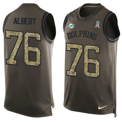 Mens Miami Dolphins 76 Branden Albert Green Salute To Service Hot Pressing Player Name Number Nike Nfl Tank Top Jersey