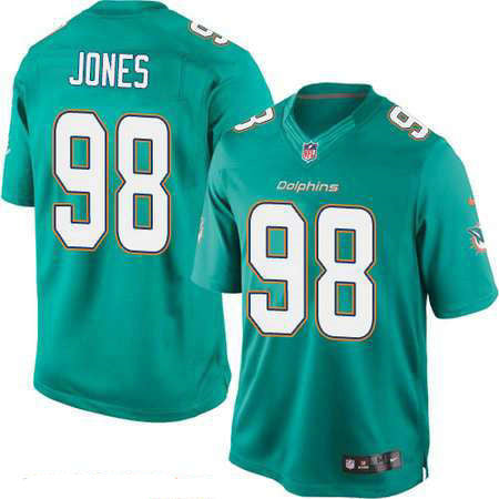 Mens Miami Dolphins 98 Jason Jones Green Team Color Stitched Nfl Nike Game Jersey