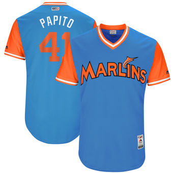Mens Miami Marlins Justin Bour Papito Majestic Blue 2017 Players Weekend Authentic Jersey