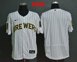 Mens Milwaukee Brewers Blank White Stitched Mlb Flex Base Nike Jersey