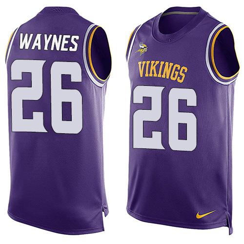 Mens Minnesota Vikings 26 Trae Waynes Purple Hot Pressing Player Name Number Nike Nfl Tank Top Jersey