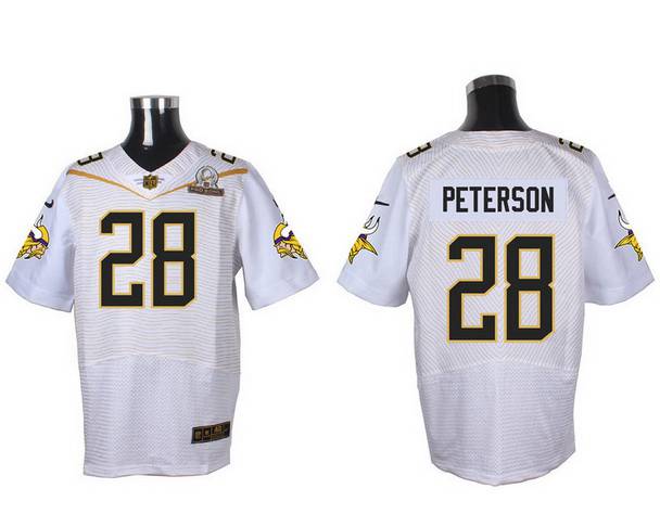 Mens Minnesota Vikings 28 Adrian Peterson White 2016 Pro Bowl Nike Elite Jersey