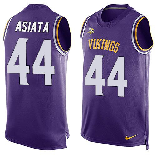 Mens Minnesota Vikings 44 Matt Asiata Purple Hot Pressing Player Name Number Nike Nfl Tank Top Jersey