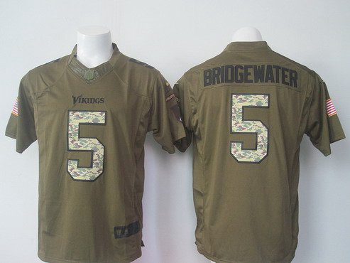 Mens Minnesota Vikings 5 Teddy Bridgewater Green Salute To Service 2015 Nfl Nike Limited Jersey