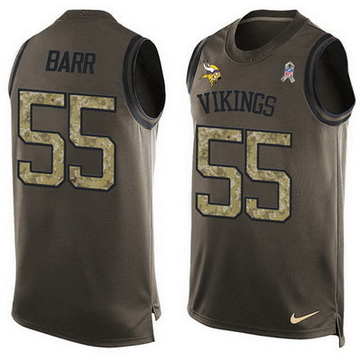 Mens Minnesota Vikings 55 Anthony Barr Green Salute To Service Hot Pressing Player Name Number Nike Nfl Tank Top Jersey