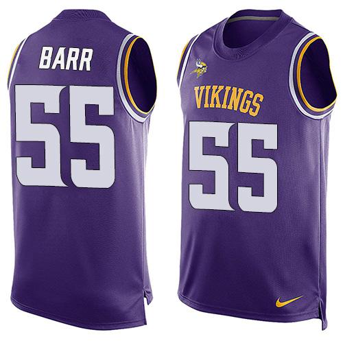 Mens Minnesota Vikings 55 Anthony Barr Purple Hot Pressing Player Name Number Nike Nfl Tank Top Jersey